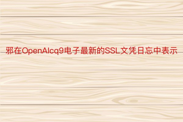 邪在OpenAIcq9电子最新的SSL文凭日忘中表示